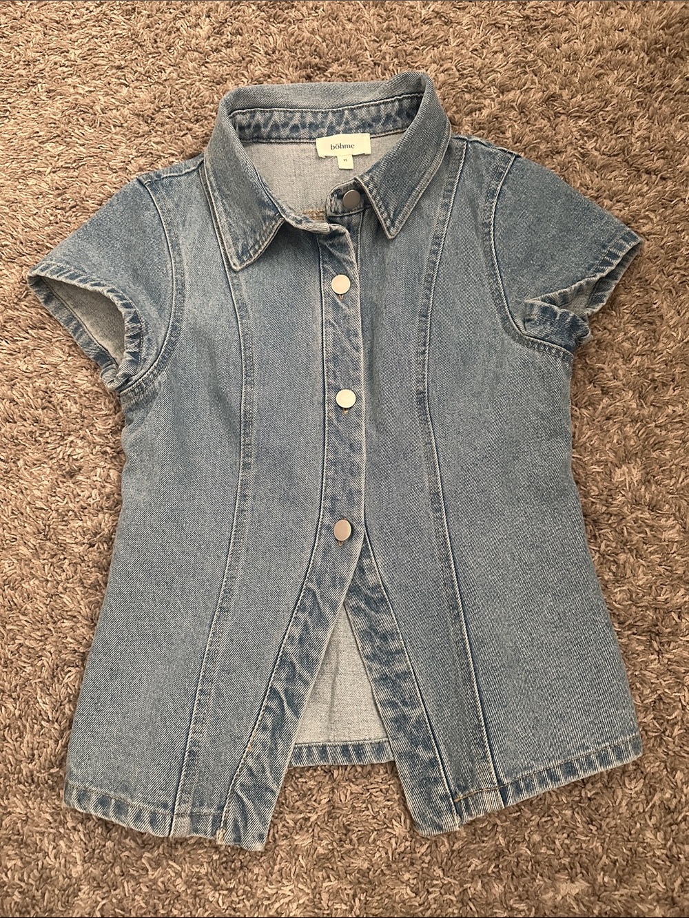 bohme Light Blue Short-Sleeve Denim Jacket